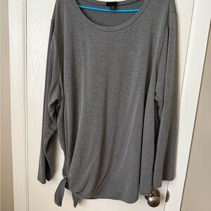 Torrid Gray Long Sleeve Tie Front Blouse